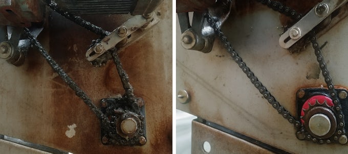 Conveyor chain from weekly to monthly lubrication