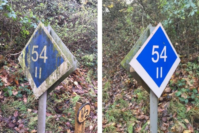 Een snelheidsbord Interflon Leaf Guard