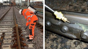 Interflon Lube EPR being applied for the lubrication of fishplates and breathers