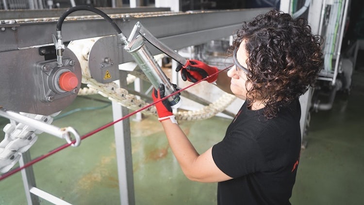 Use of Interflon hand lever grease gun