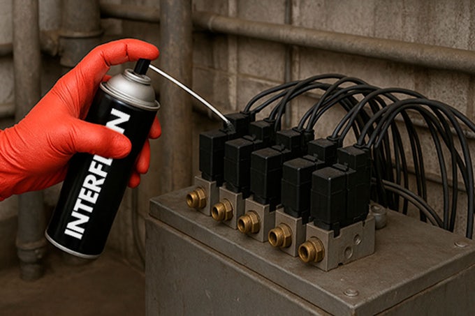 Aplicación de aceite dieléctrico Interflon en electroválvulas.