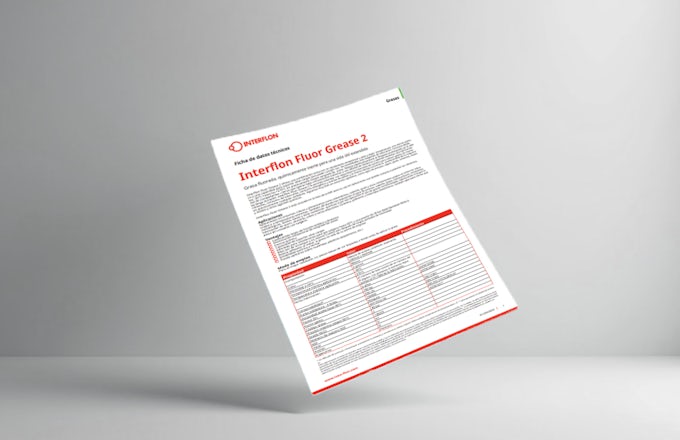 Ficha técnica de grasa Interflon Fluor Grease 2 – propiedades, aplicaciones y especificaciones técnicas de la grasa fluorada alimentaria.