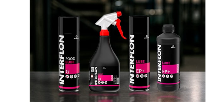 Productos de la marca Interflon diseñados para lubricación industrial bajo presión extrema.